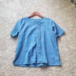 Blue button detailed Top